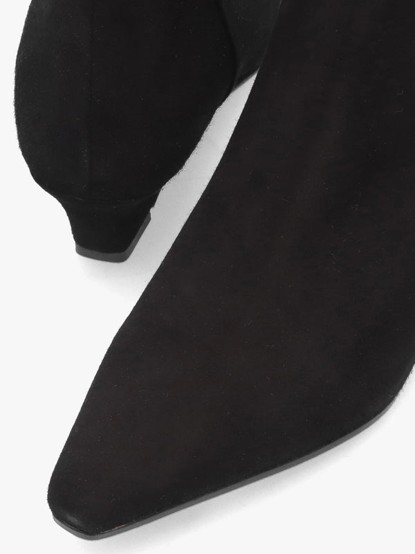 Saori Black Suede Low Wedge Ankle Boots