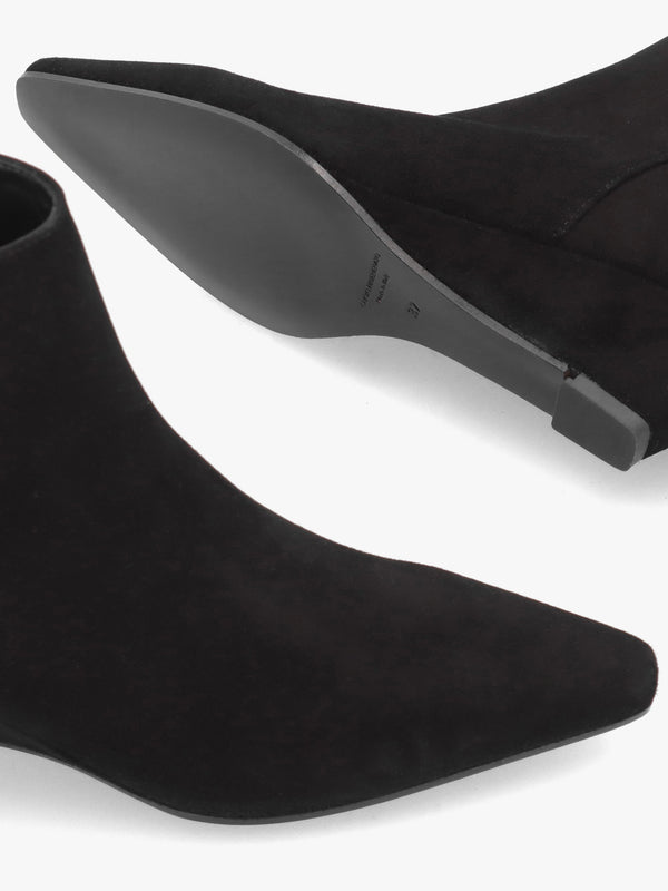 Saori Black Suede Low Wedge Ankle Boots