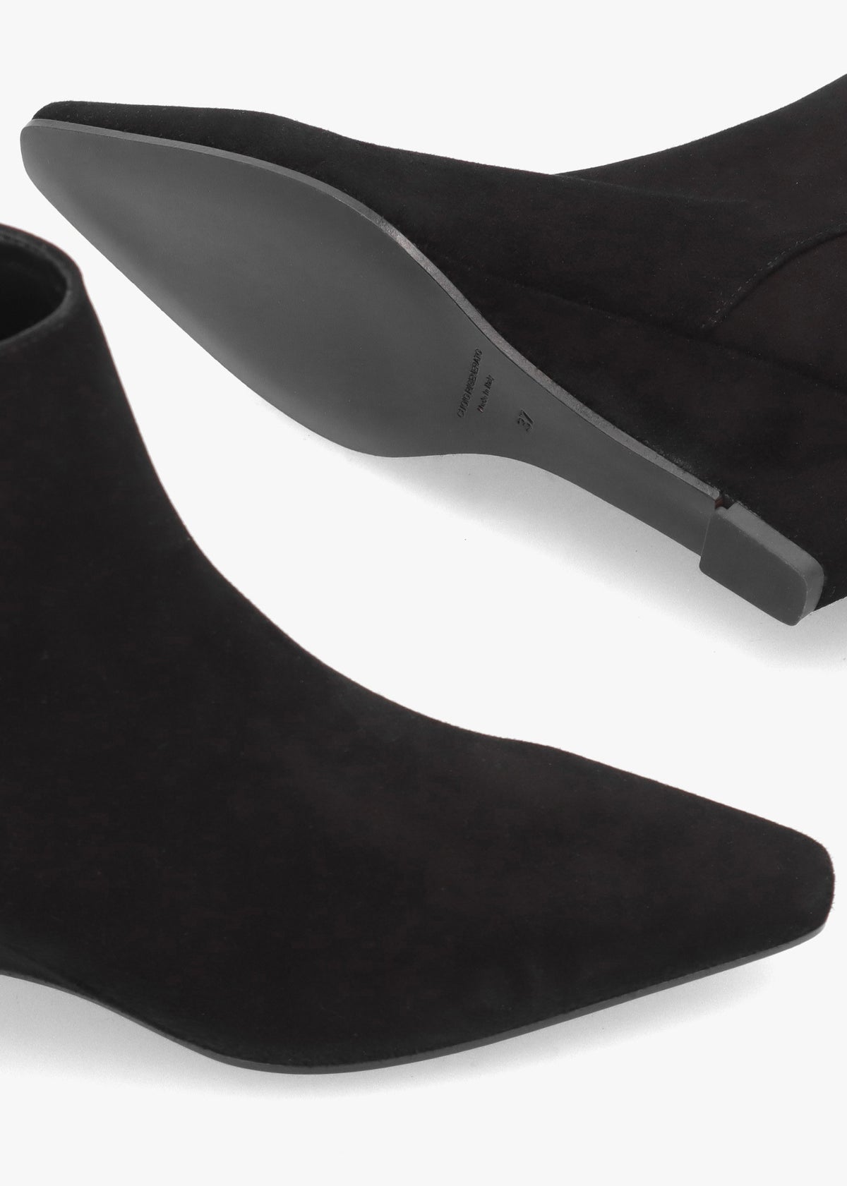 Saori Black Suede Low Wedge Ankle Boots