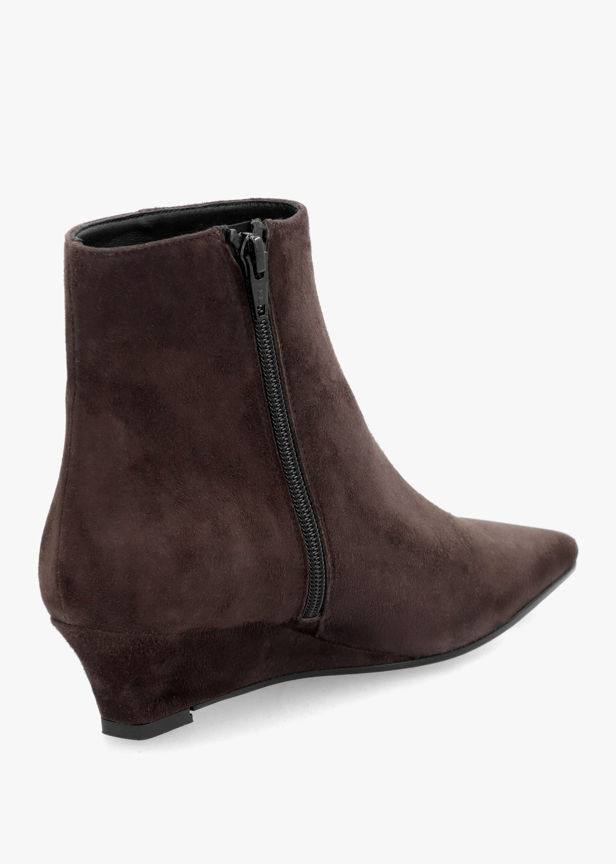 Saori Brown Suede Low Wedge Ankle Boots