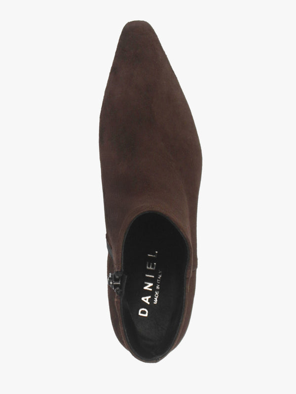 Saori Brown Suede Low Wedge Ankle Boots