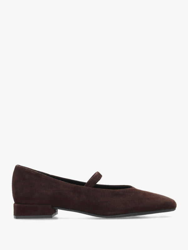 Daniel Saria Dolly Tan Suede Square Toe Ballet Pumps