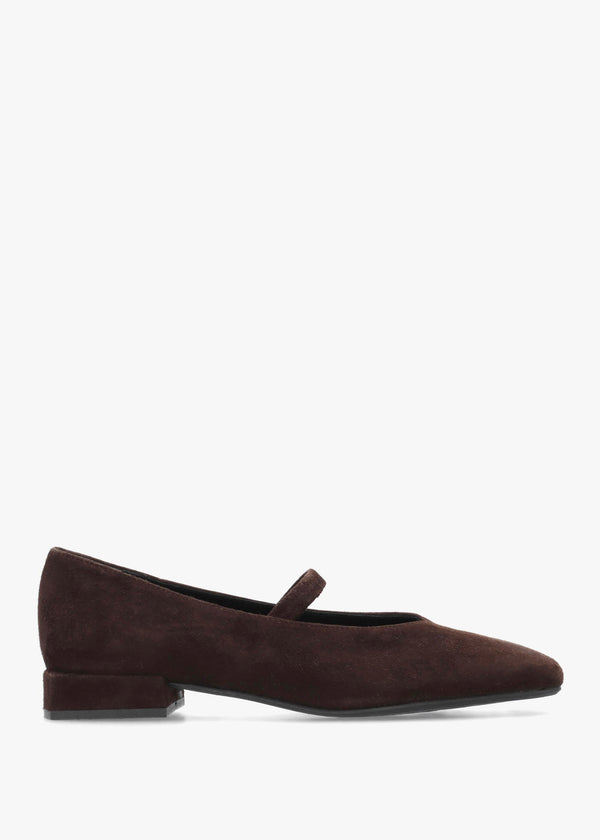Daniel Saria Dolly Tan Suede Square Toe Ballet Pumps
