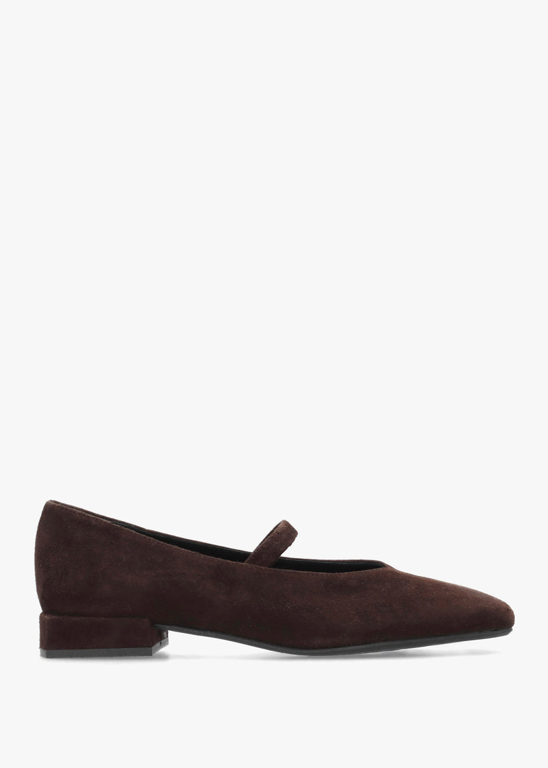Daniel Saria Dolly Tan Suede Square Toe Ballet Pumps