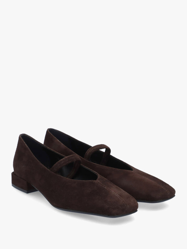 Daniel Saria Dolly Tan Suede Square Toe Ballet Pumps