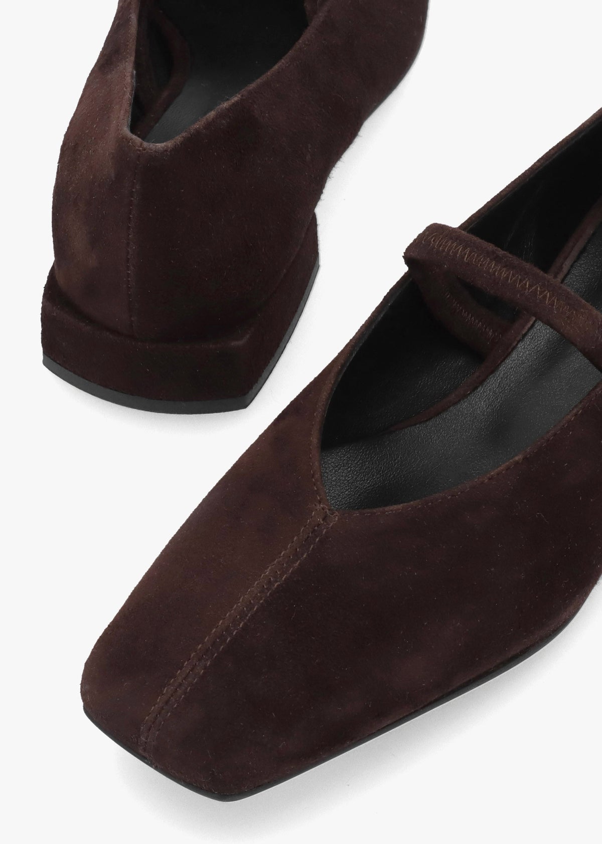 Daniel Saria Dolly Tan Suede Square Toe Ballet Pumps