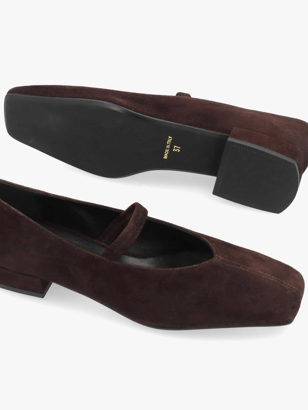 Daniel Saria Dolly Tan Suede Square Toe Ballet Pumps