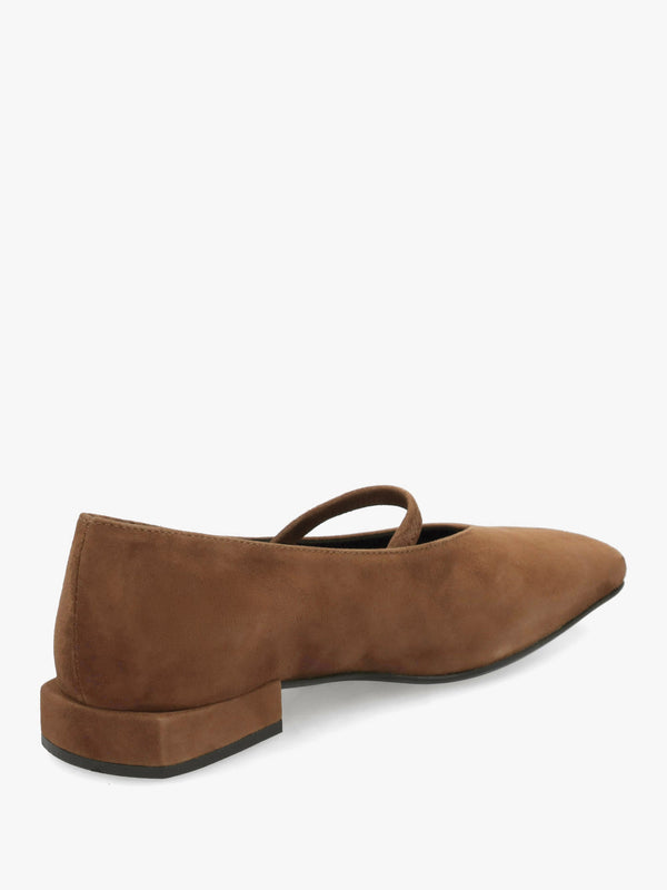 Saria Dolly Tan Suede Square Toe Ballet Pumps