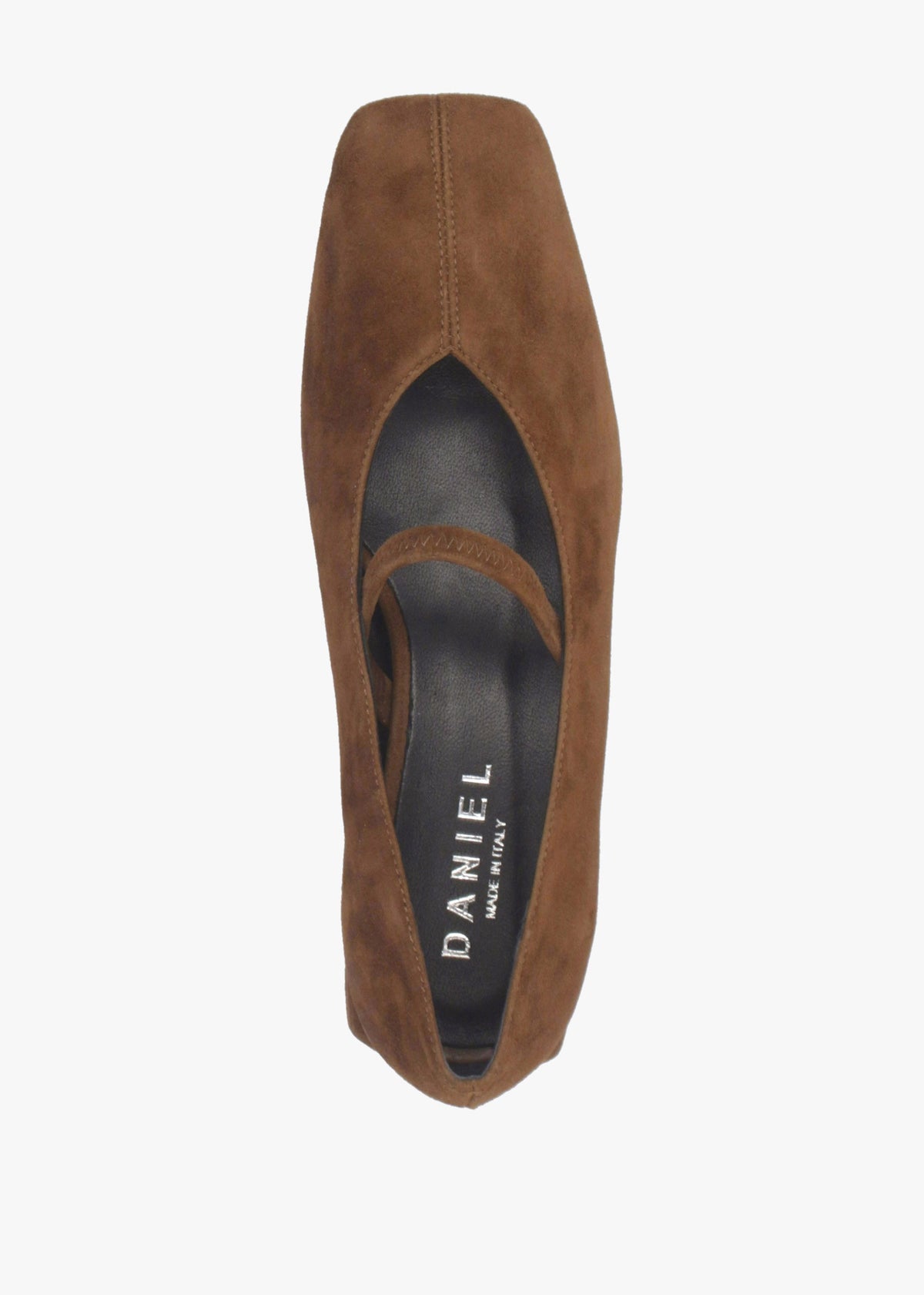 Saria Dolly Tan Suede Square Toe Ballet Pumps