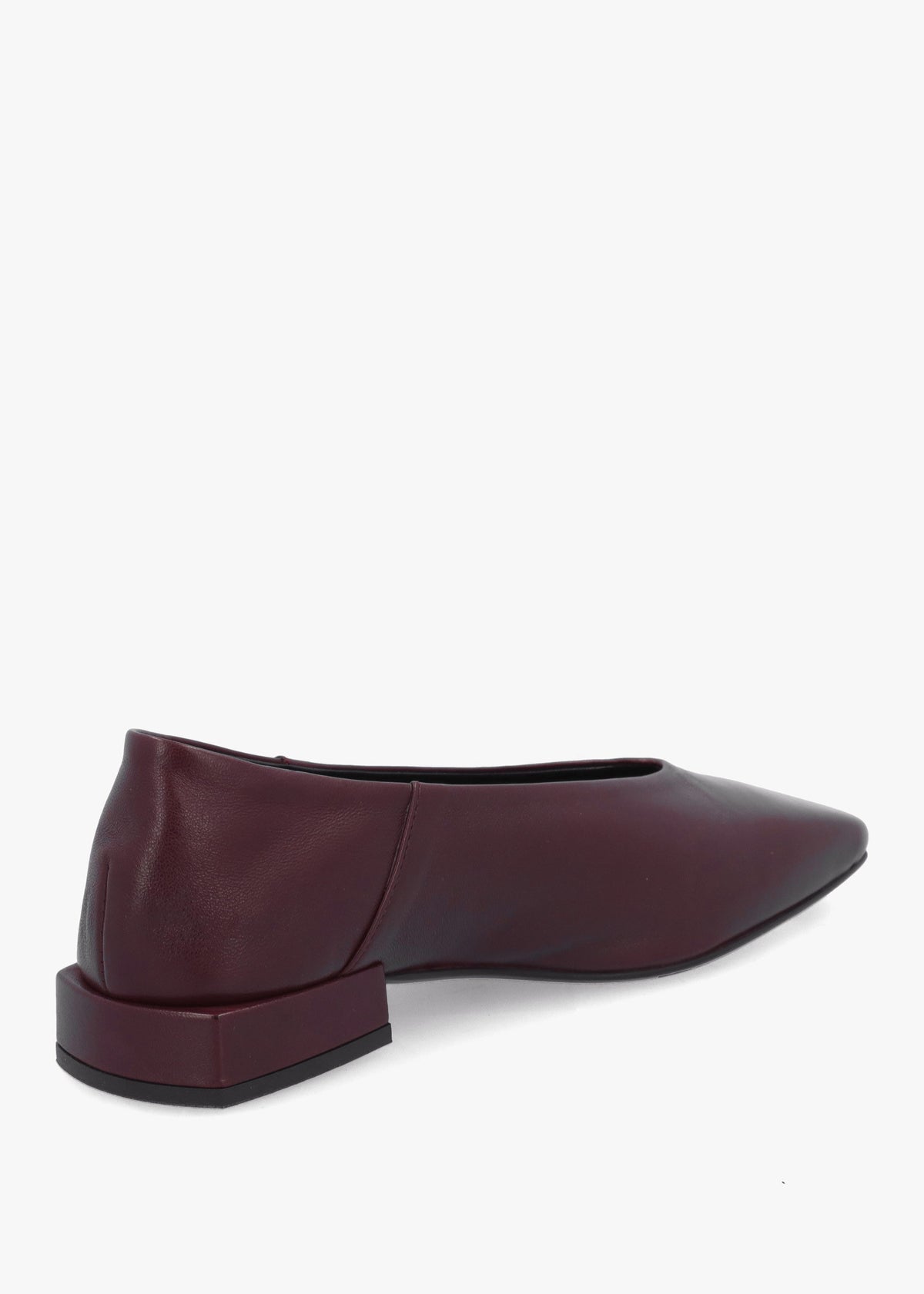 Saria Burgundy Leather Square Toe Ballet Pumps