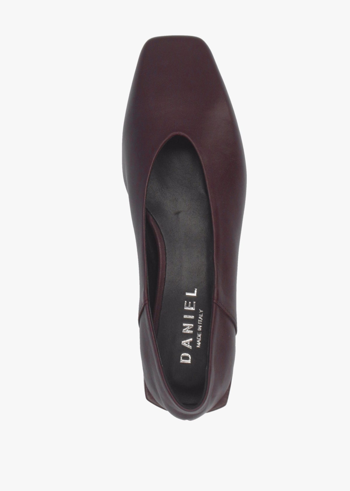 Saria Burgundy Leather Square Toe Ballet Pumps