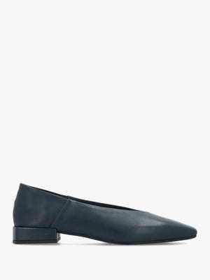 DANIEL Saria Blue Leather Square Toe Ballet Pumps