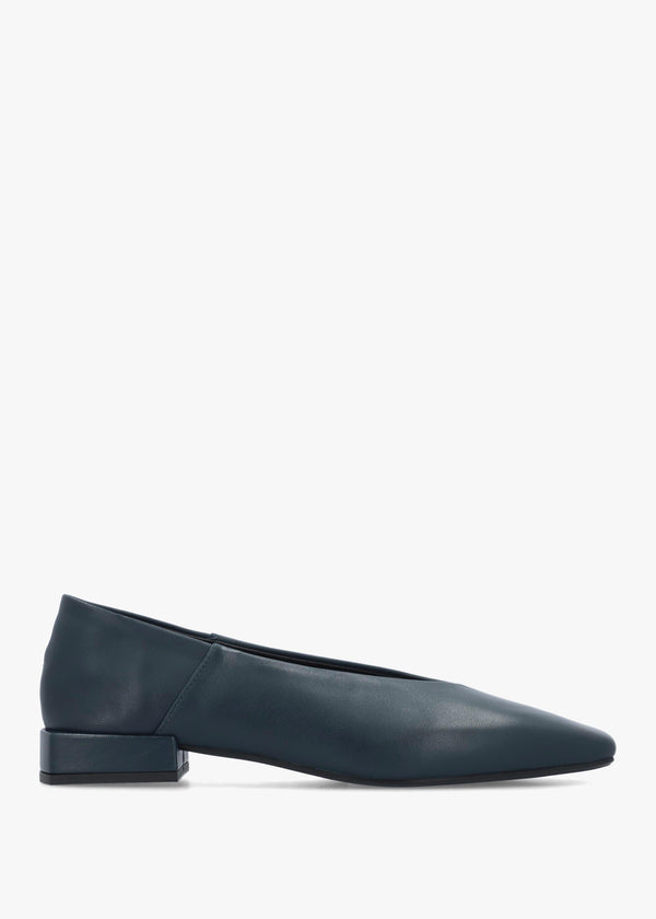 DANIEL Saria Blue Leather Square Toe Ballet Pumps