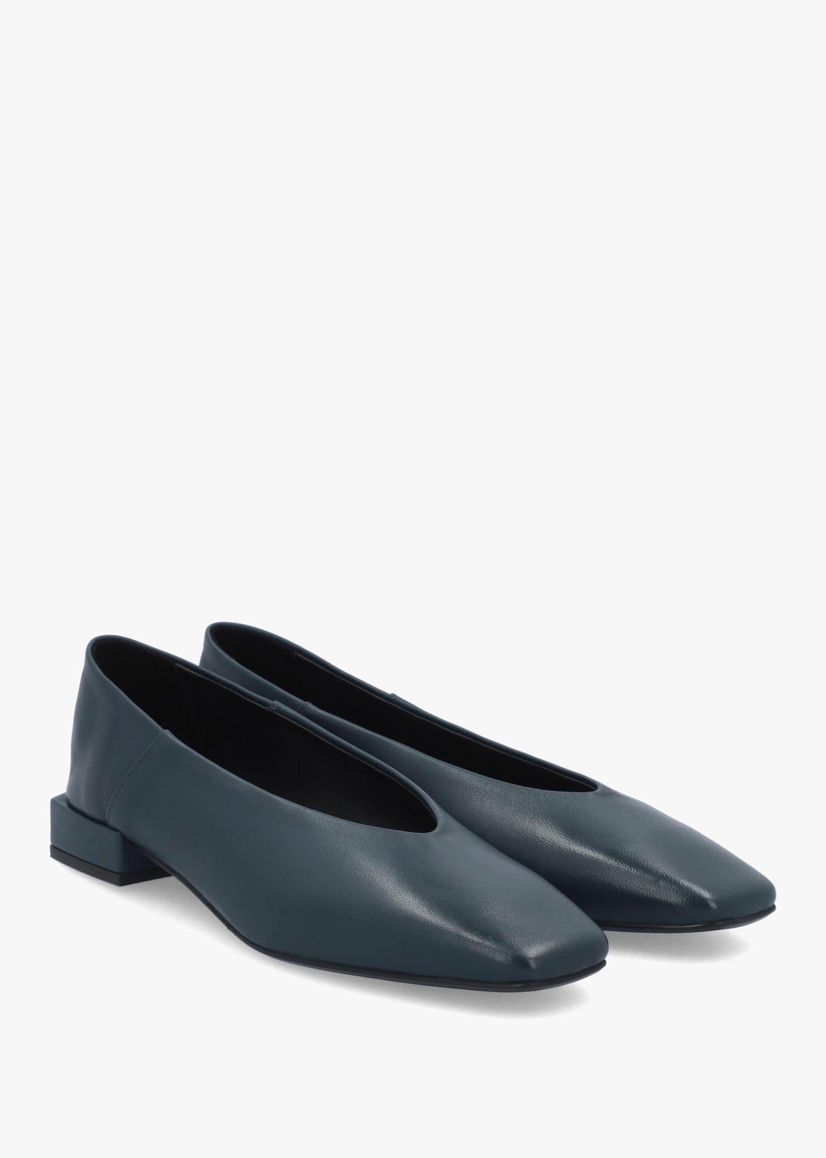 DANIEL Saria Blue Leather Square Toe Ballet Pumps