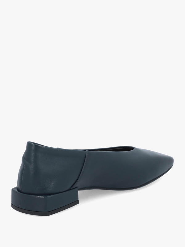 DANIEL Saria Blue Leather Square Toe Ballet Pumps