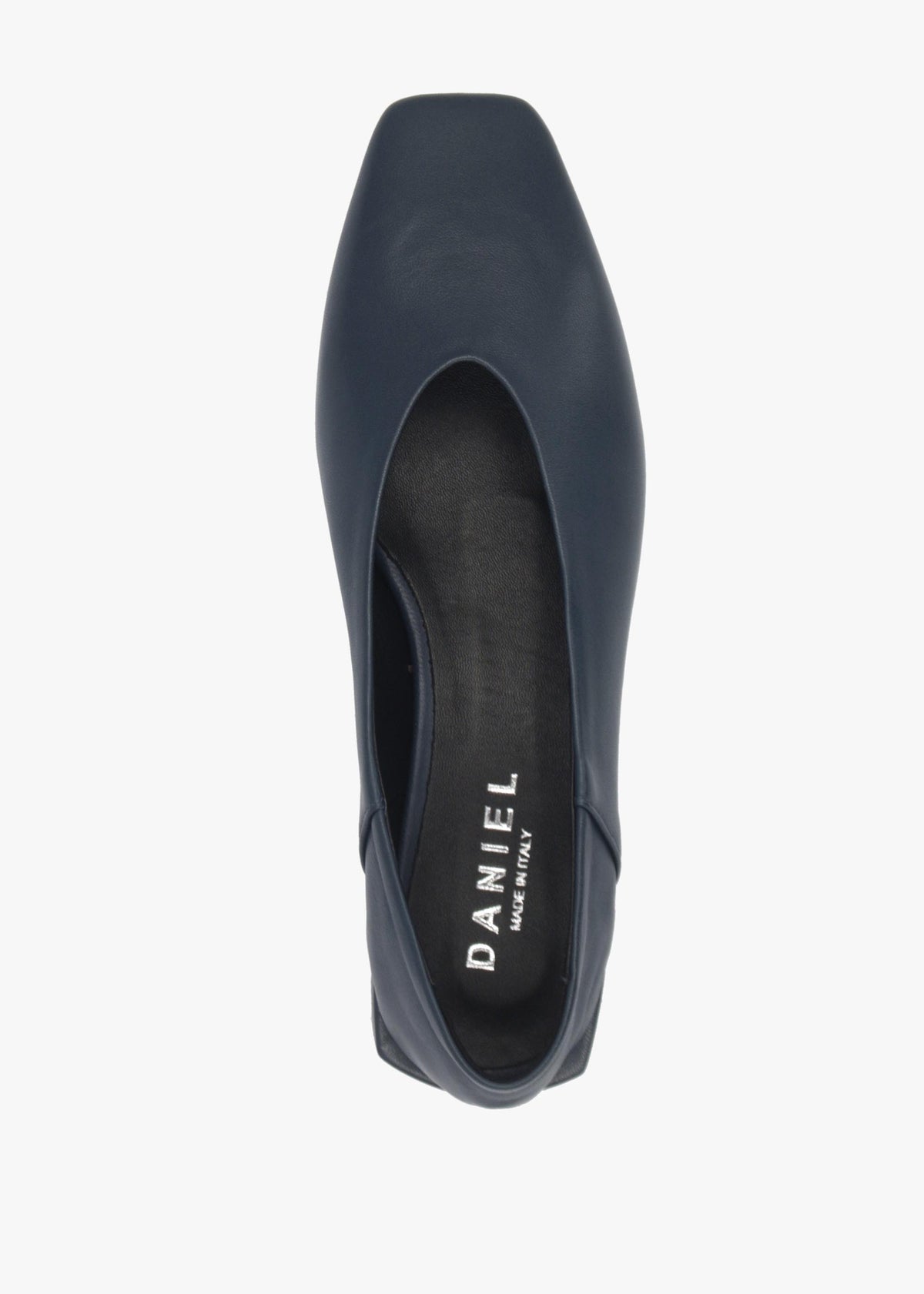 DANIEL Saria Blue Leather Square Toe Ballet Pumps