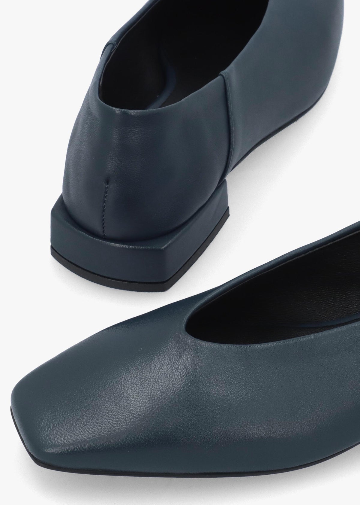 DANIEL Saria Blue Leather Square Toe Ballet Pumps