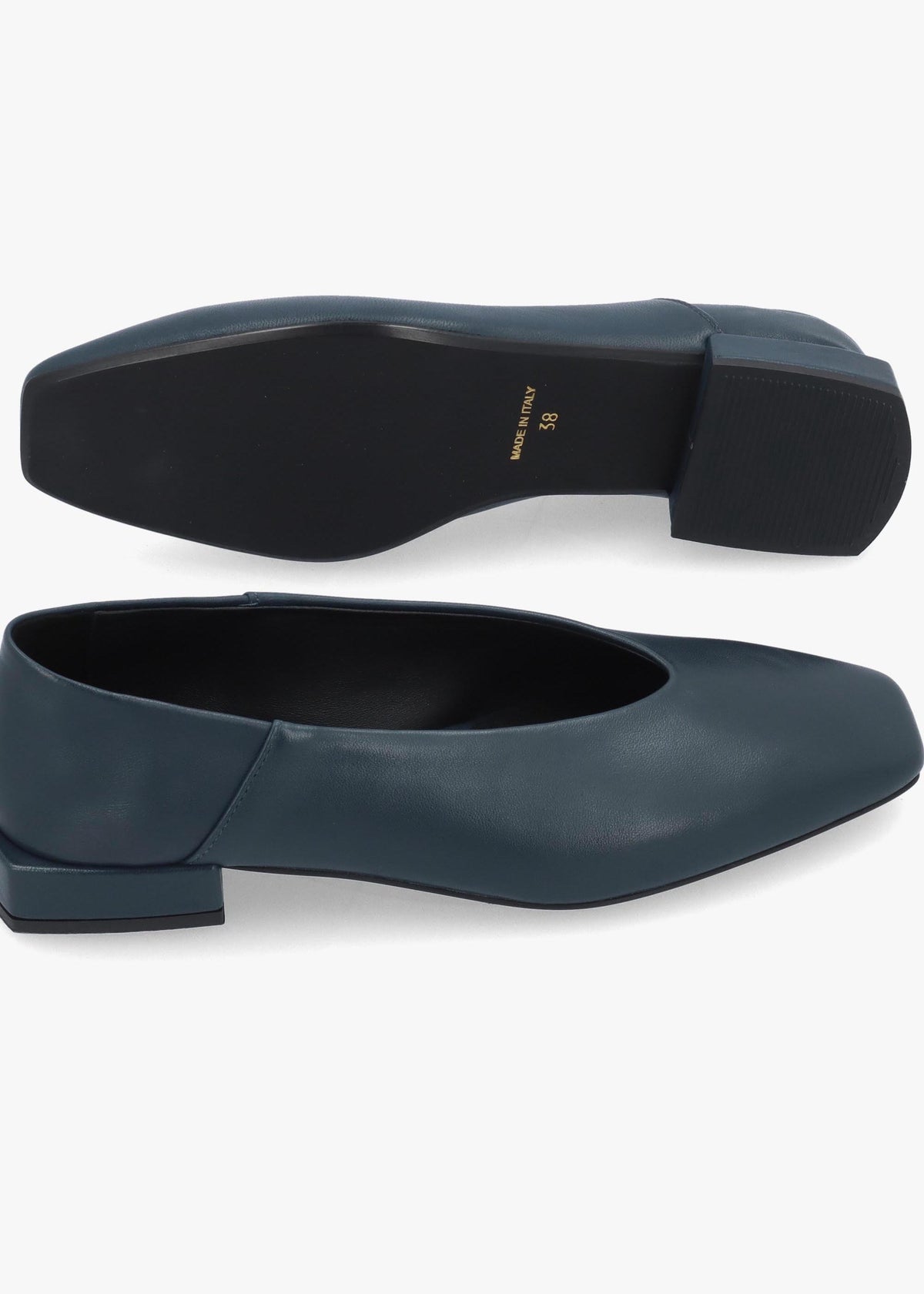 DANIEL Saria Blue Leather Square Toe Ballet Pumps