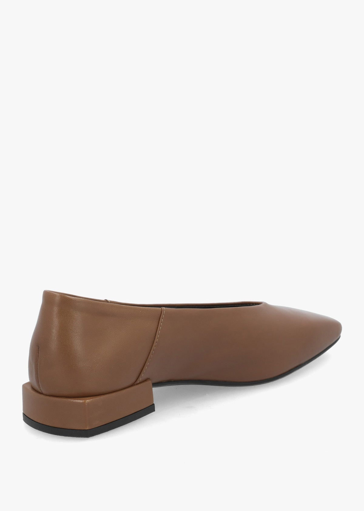 Saria Taupe Leather Square Toe Ballet Pumps