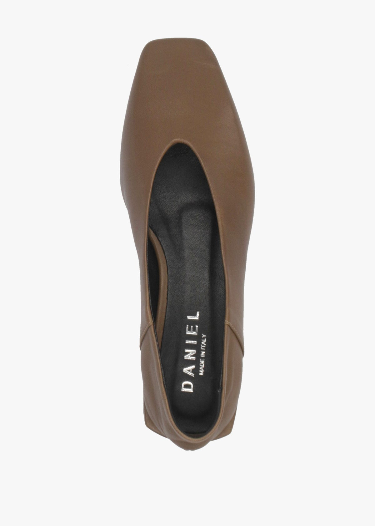 Saria Taupe Leather Square Toe Ballet Pumps