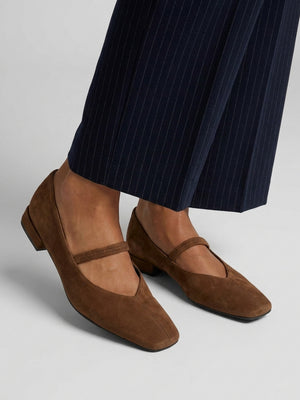 Daniel Saria Dolly Tan Suede Square Toe Ballet Pumps