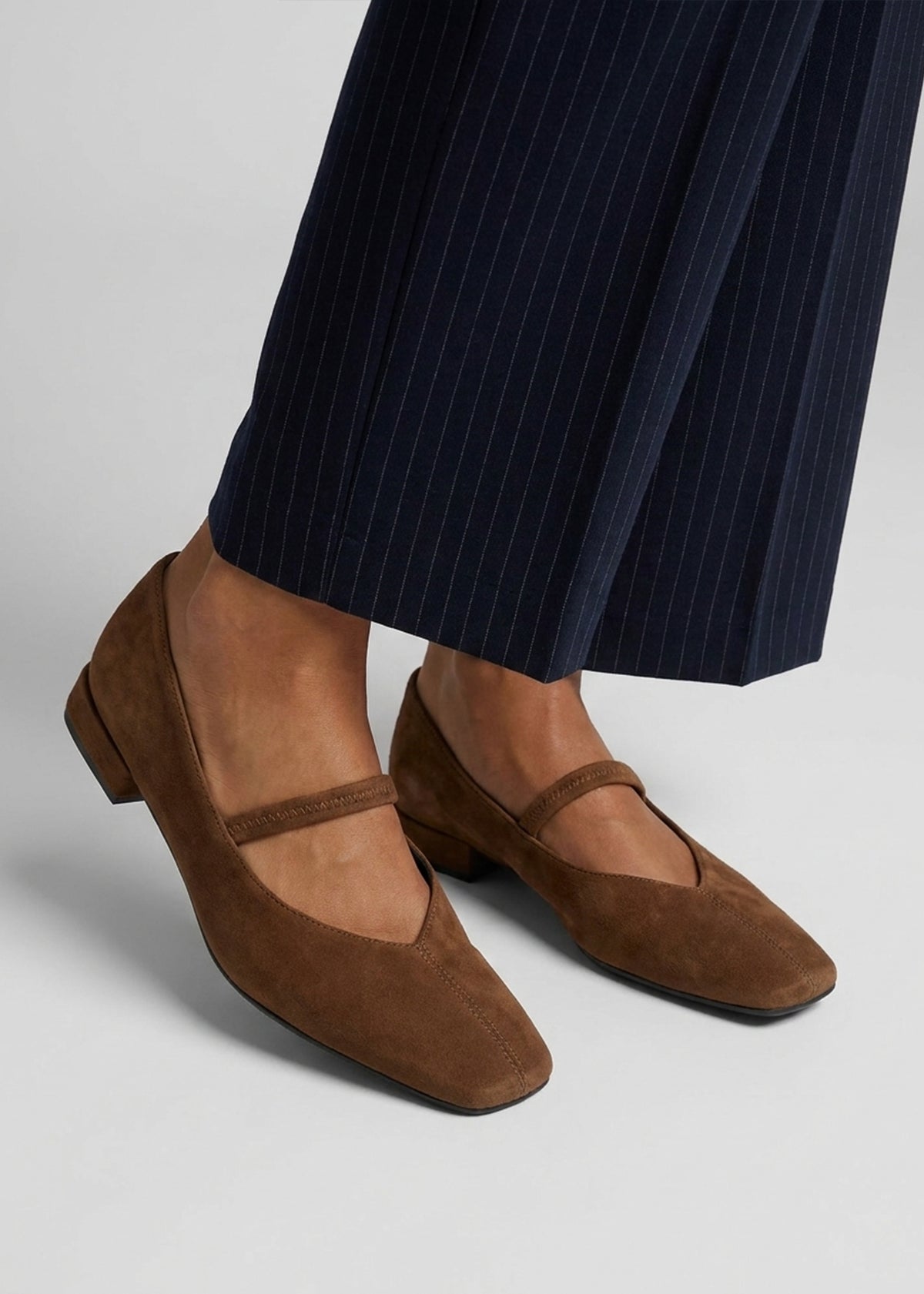 Daniel Saria Dolly Tan Suede Square Toe Ballet Pumps