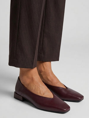 Daniel Saria Burgundy Leather Square Toe Ballet Pumps