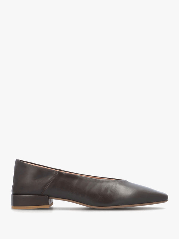 Saria Brown Leather Square Toe Ballet Pumps