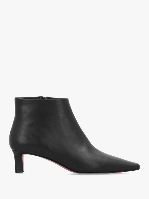 Scylla Black Leather Low Heel Ankle Boots