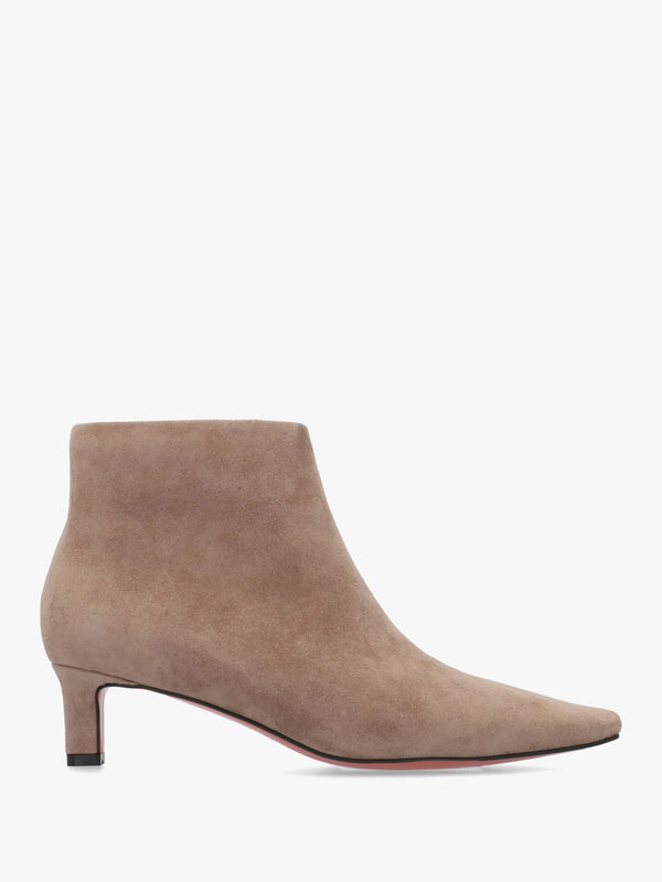 Scylla Beige Suede Low Heel Ankle Boots