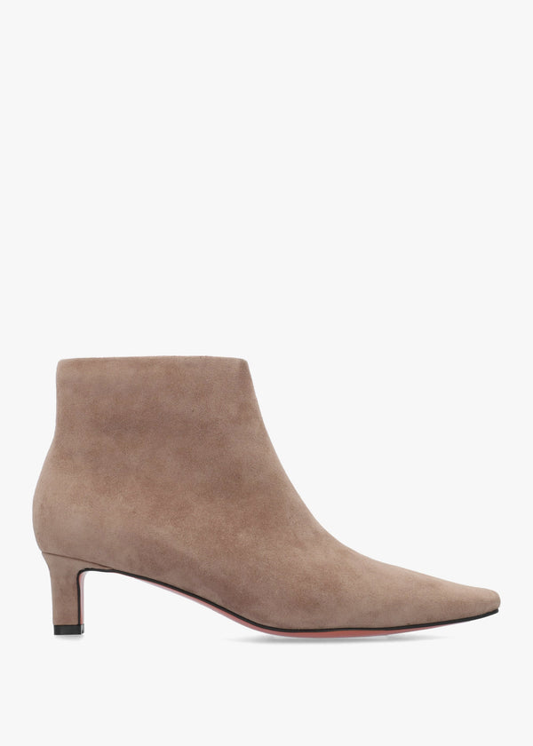 Scylla Beige Suede Low Heel Ankle Boots