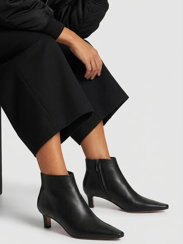 Daniel Scylla Black Leather Low Heel Ankle Boots