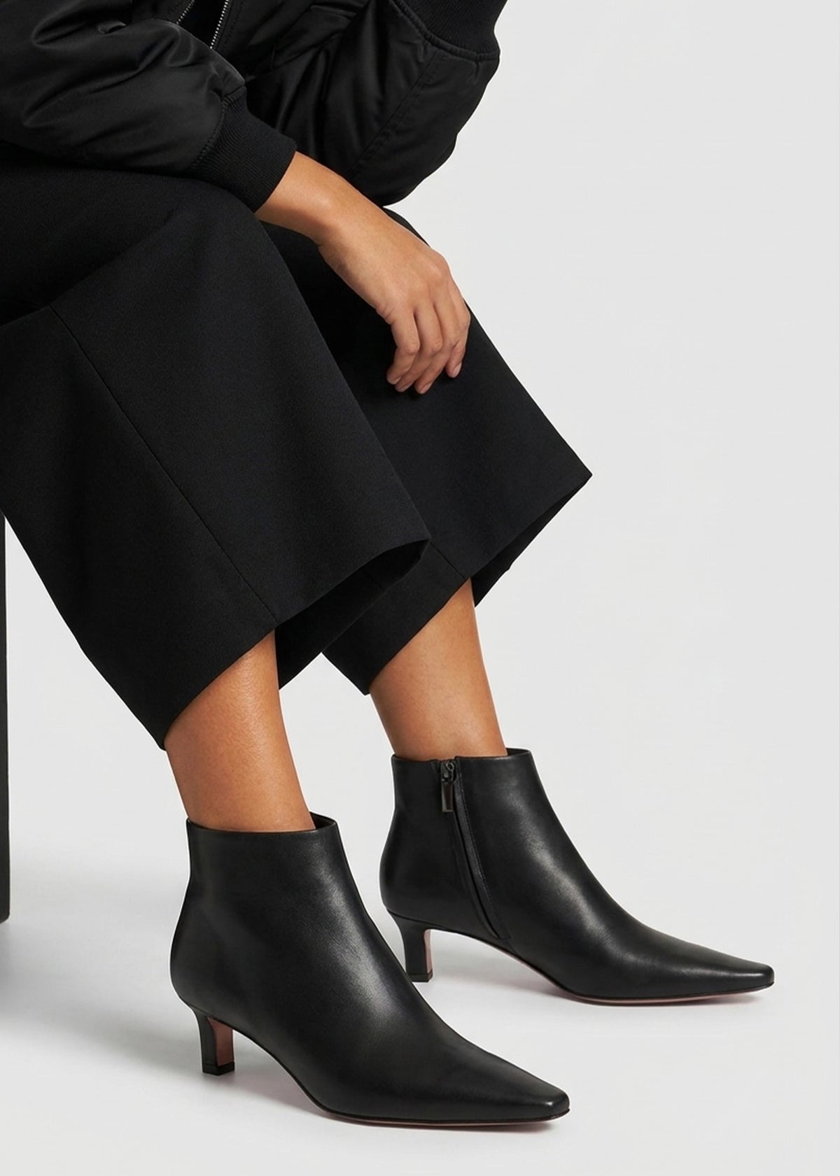 Daniel Scylla Black Leather Low Heel Ankle Boots