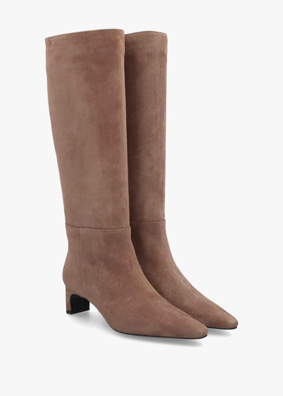 DANIEL Sedda Beige Suede Low Heel Knee Boots
