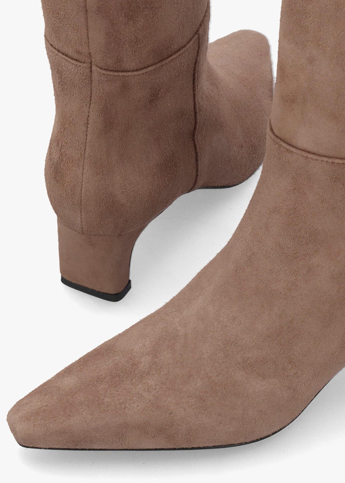 DANIEL Sedda Beige Suede Low Heel Knee Boots