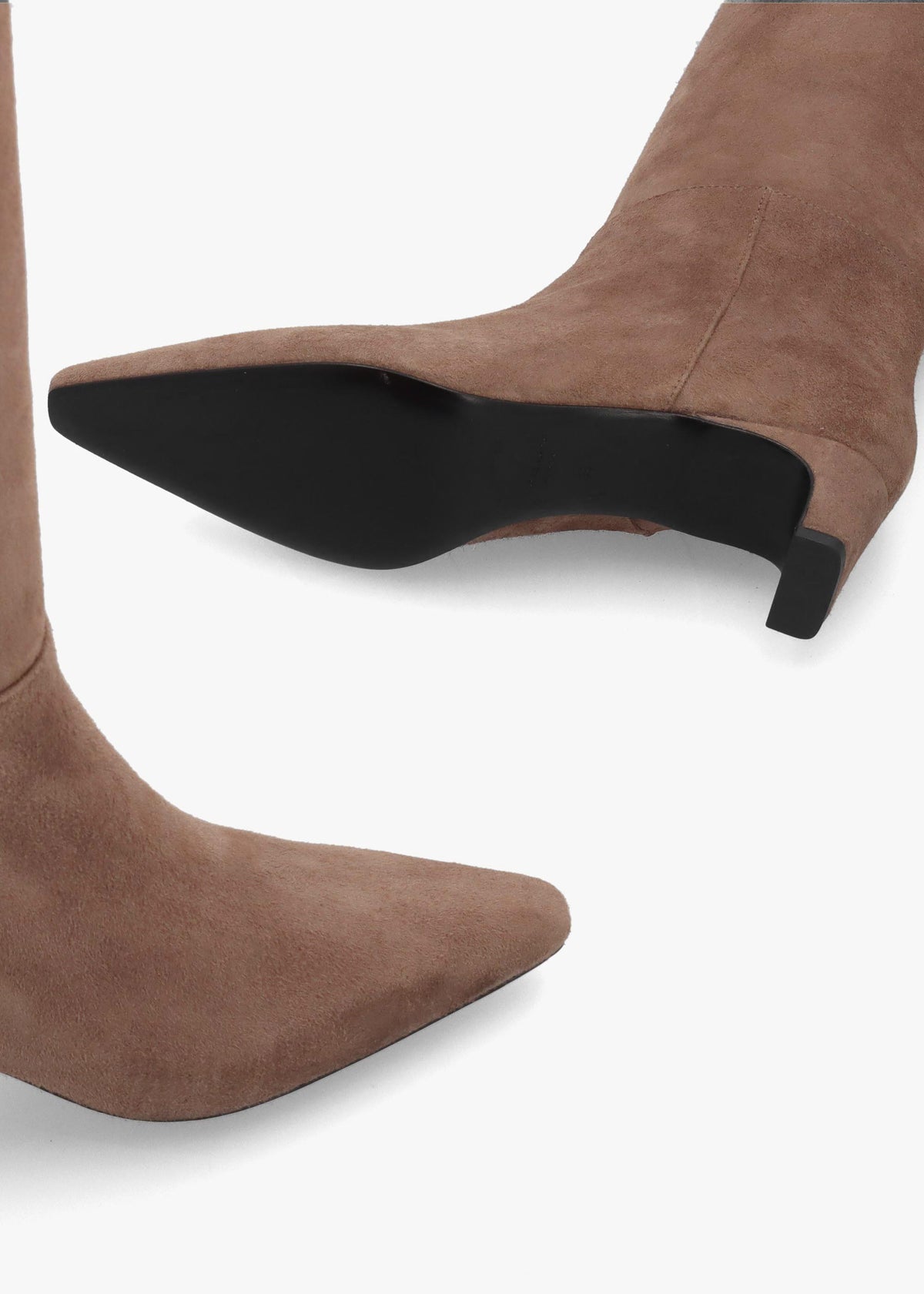DANIEL Sedda Beige Suede Low Heel Knee Boots