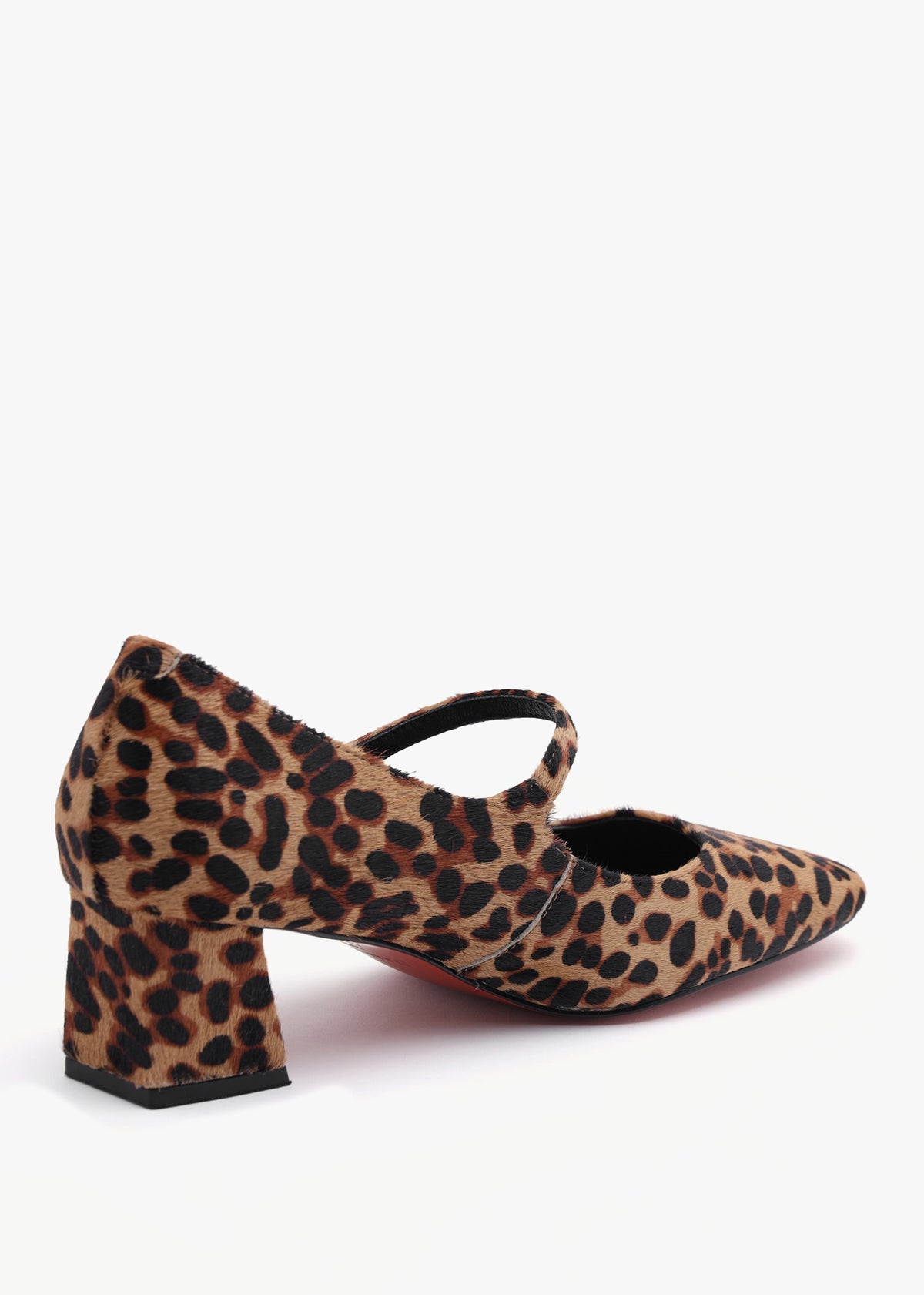 Daniel Sellasia Leopard Pony Hair Block Heel Mary Jane Court Shoes