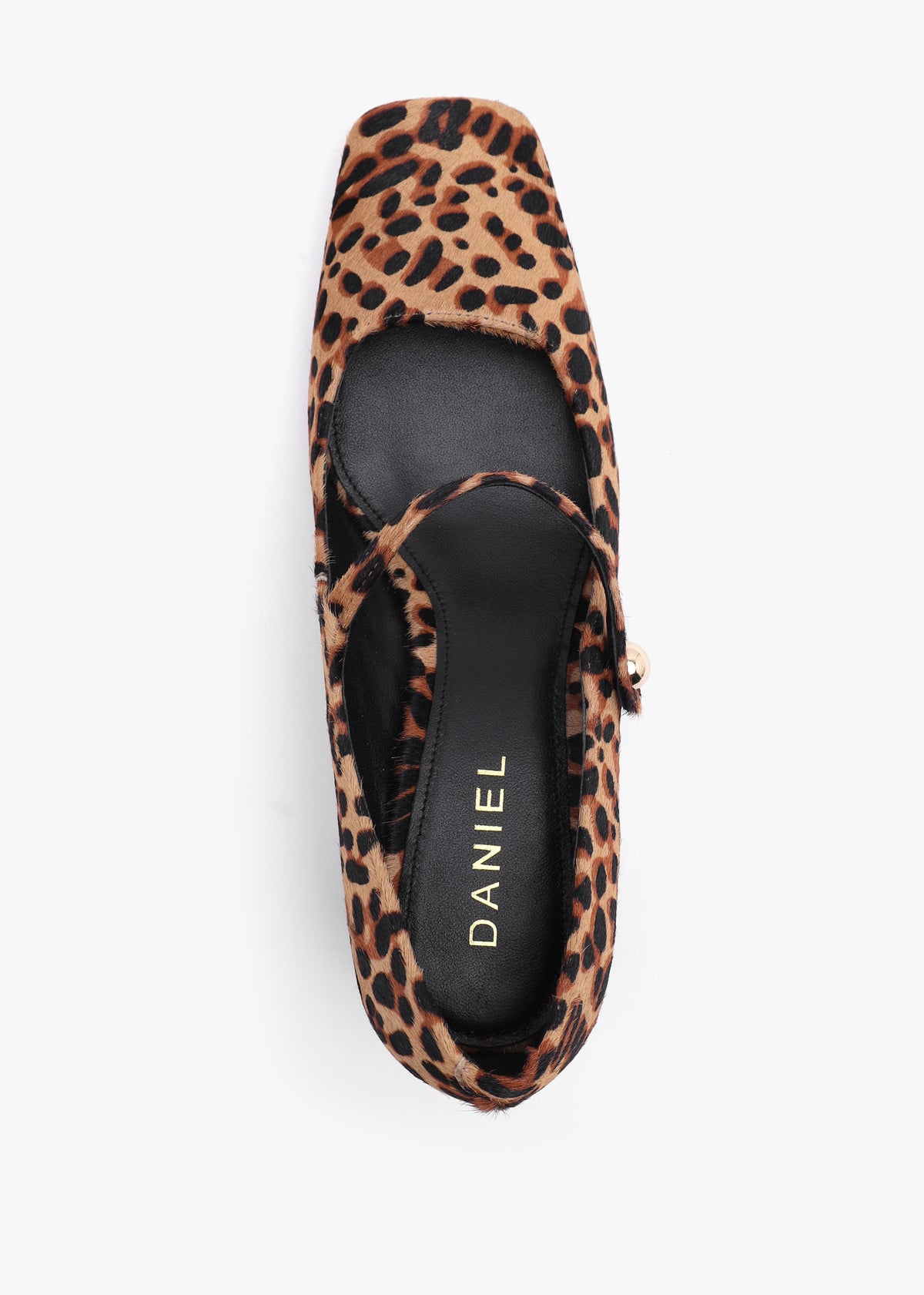 Daniel Sellasia Leopard Pony Hair Block Heel Mary Jane Court Shoes