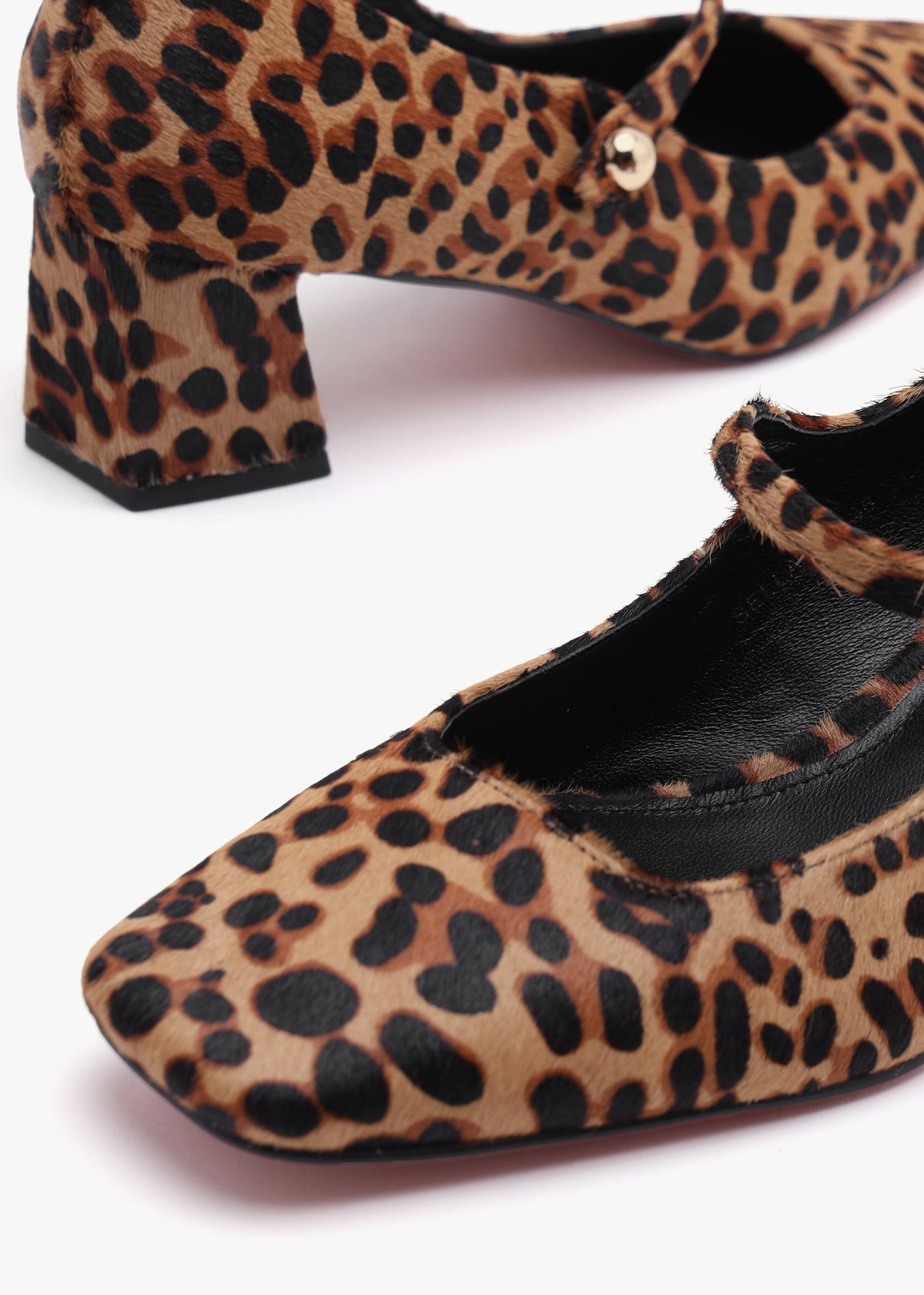 Daniel Sellasia Leopard Pony Hair Block Heel Mary Jane Court Shoes