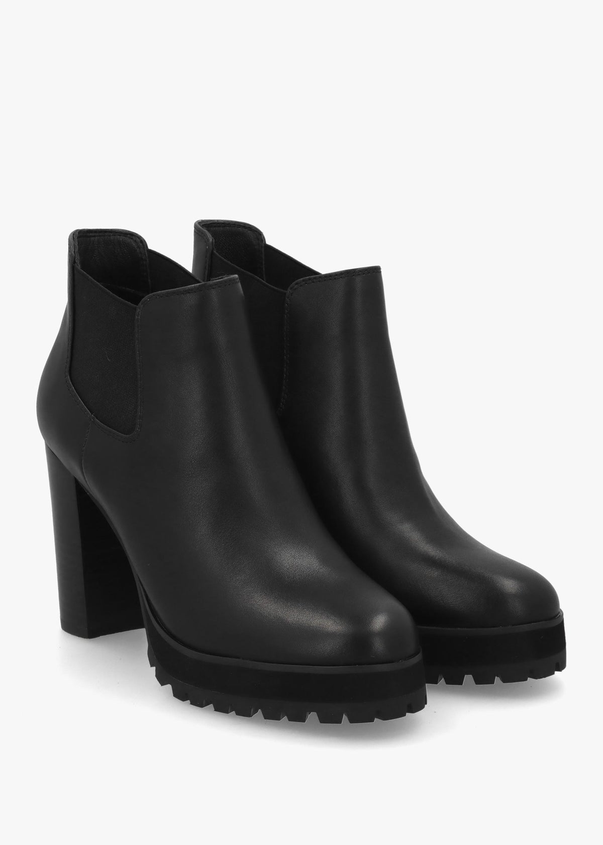 DANIEL Shlock Black Leather Low Cut Platform Block Heel Ankle Boots