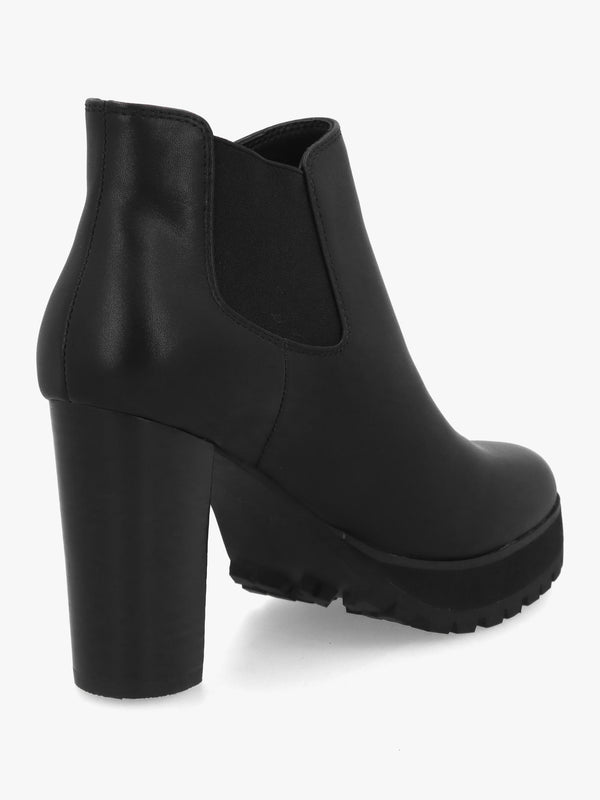 DANIEL Shlock Black Leather Low Cut Platform Block Heel Ankle Boots