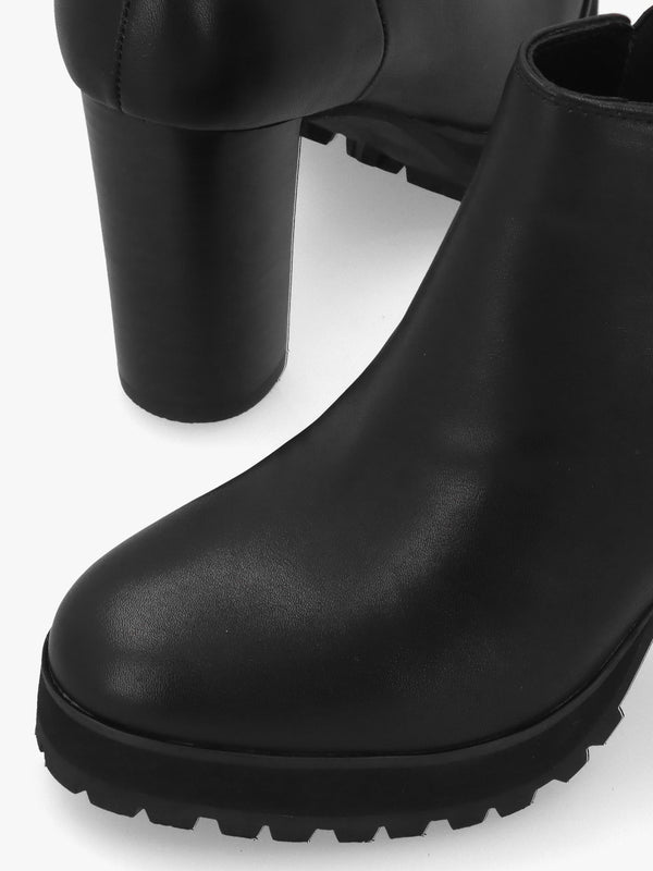 DANIEL Shlock Black Leather Low Cut Platform Block Heel Ankle Boots