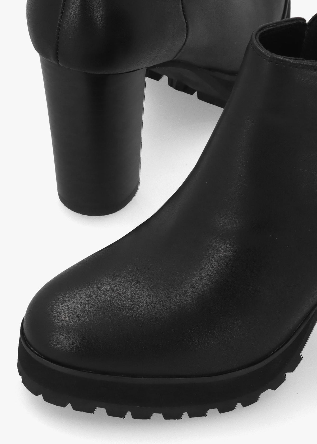 DANIEL Shlock Black Leather Low Cut Platform Block Heel Ankle Boots