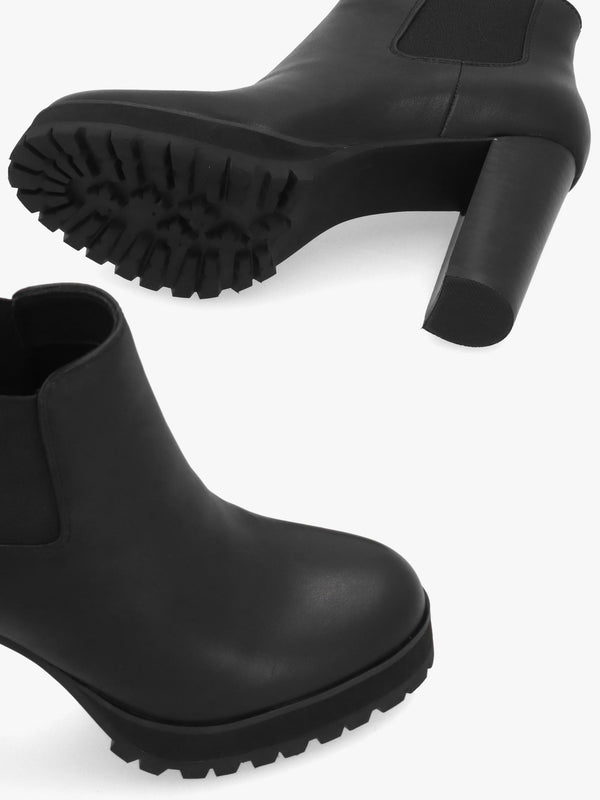 DANIEL Shlock Black Leather Low Cut Platform Block Heel Ankle Boots