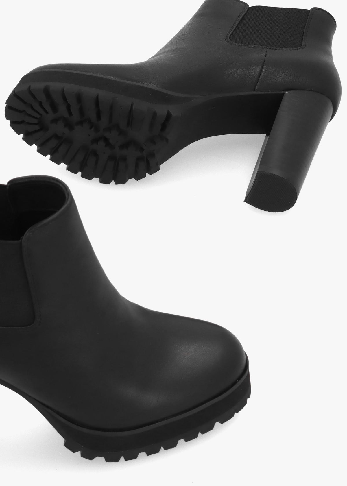 DANIEL Shlock Black Leather Low Cut Platform Block Heel Ankle Boots