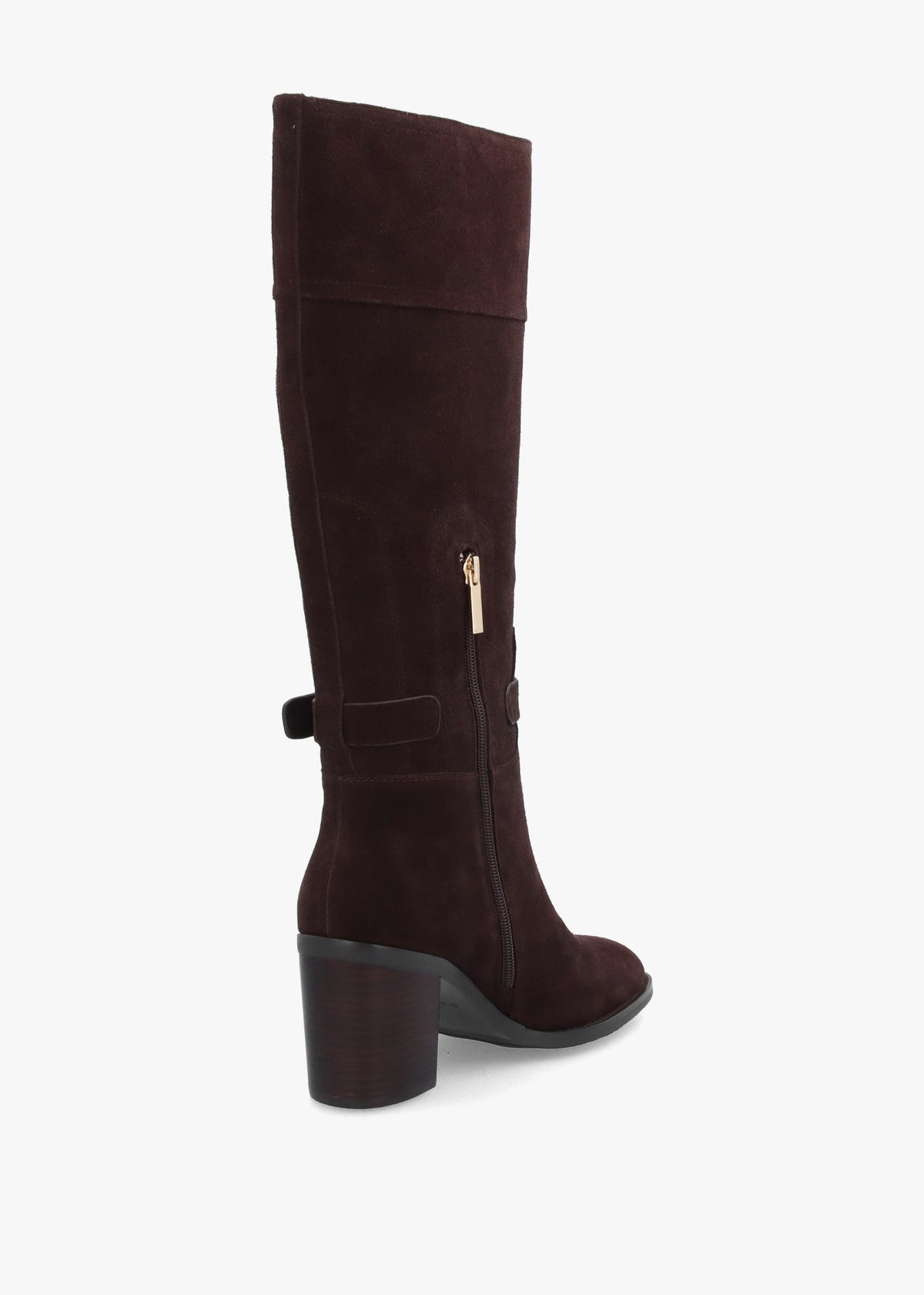 DANIEL Spartan Brown Suede Ankle Strap Block Heel Knee Boots