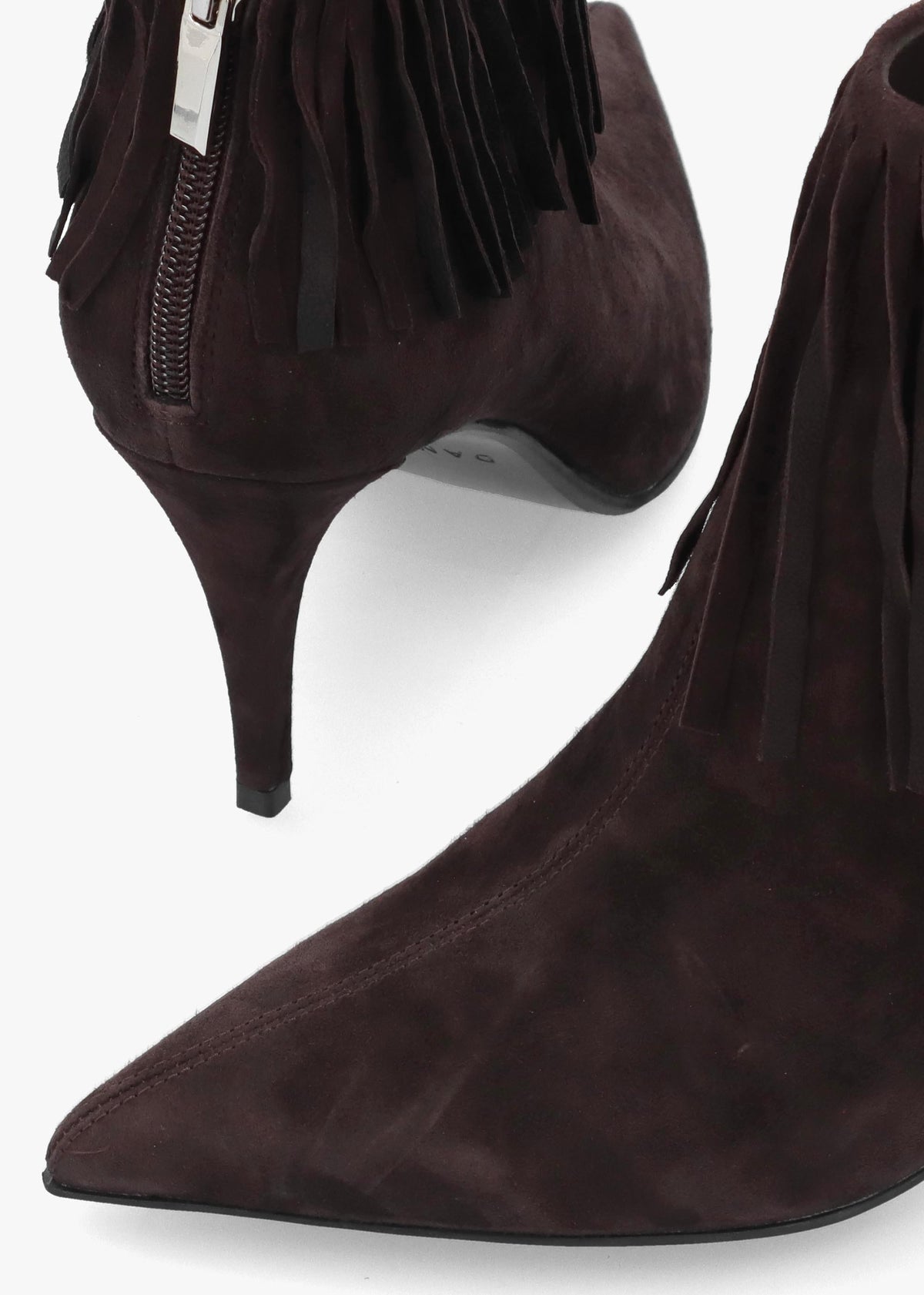 Daniel Stelle Brown Suede Fringed Heeled Ankle Boots