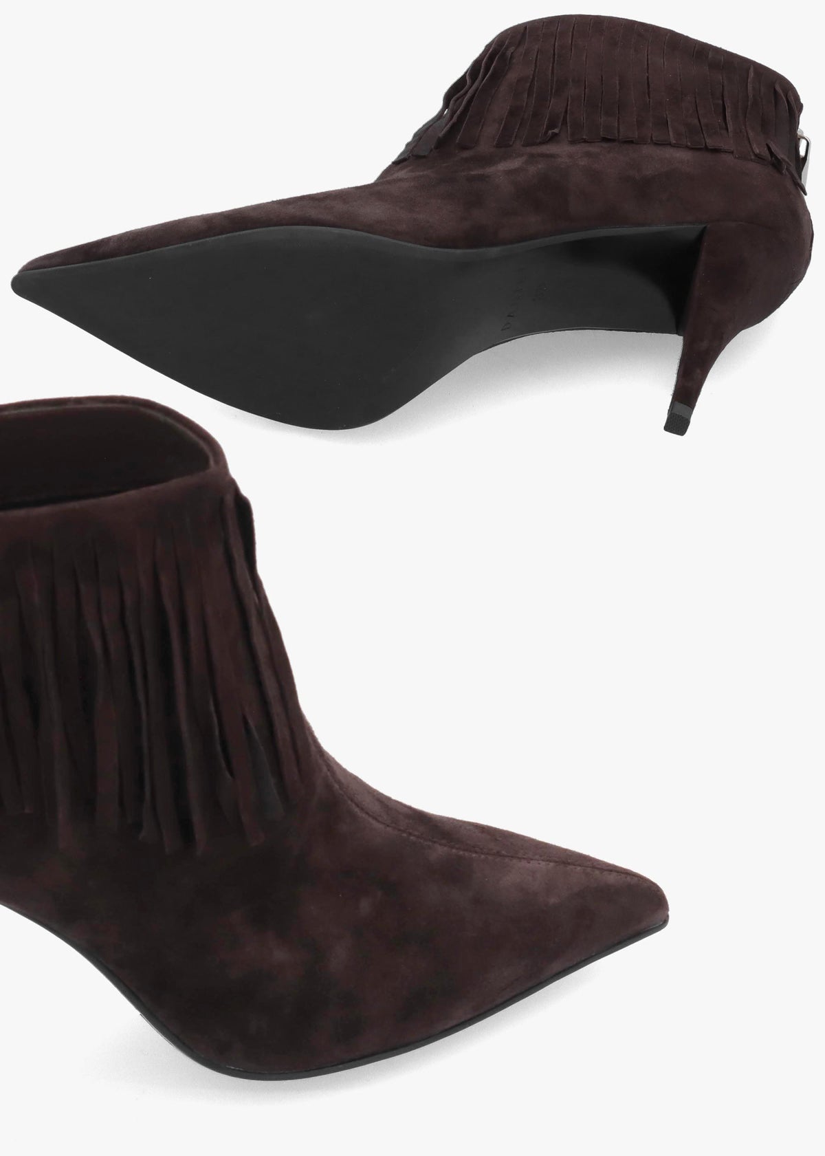 Daniel Stelle Brown Suede Fringed Heeled Ankle Boots
