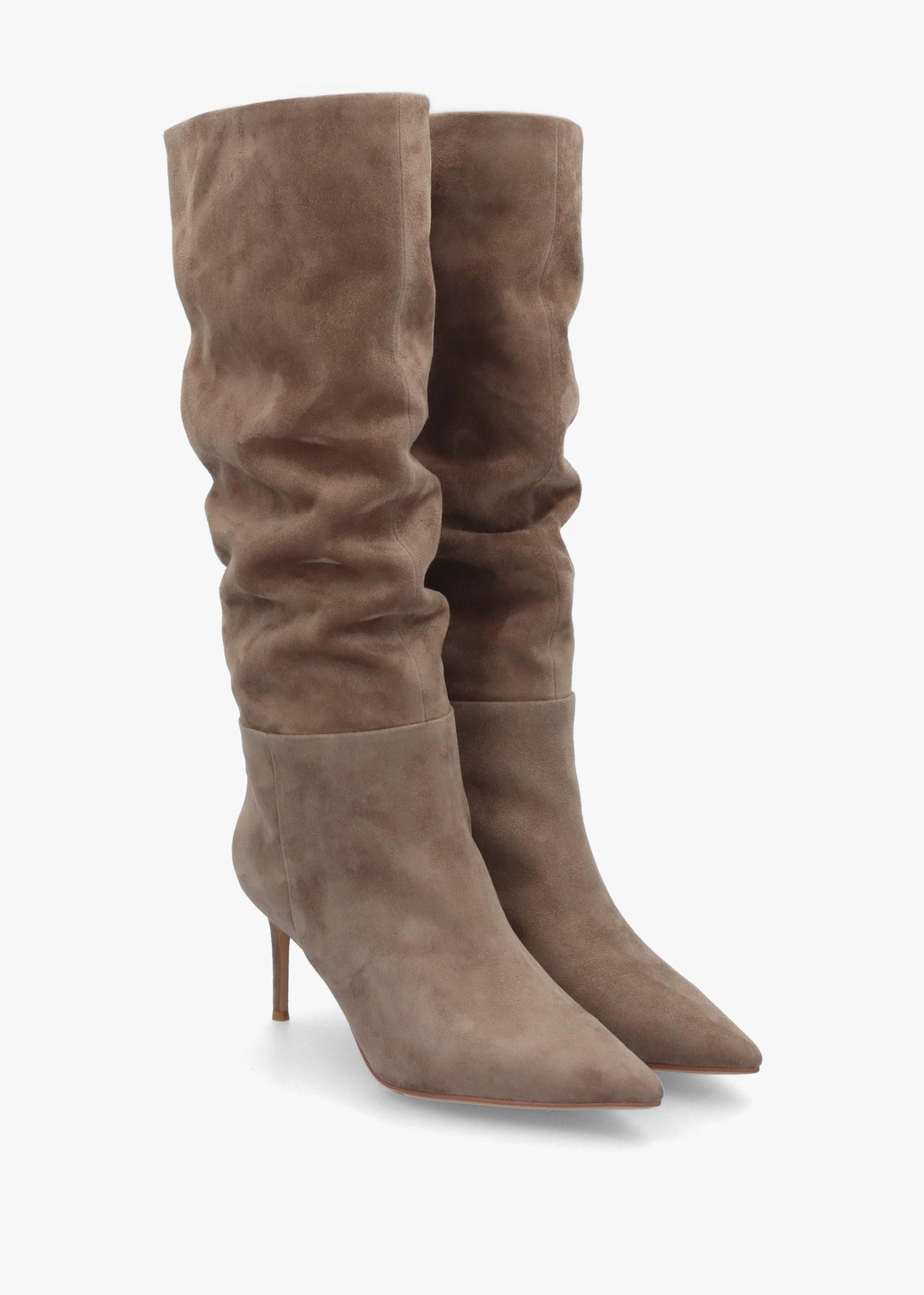 Daniel Suched Taupe Suede Heeled Knee Boots