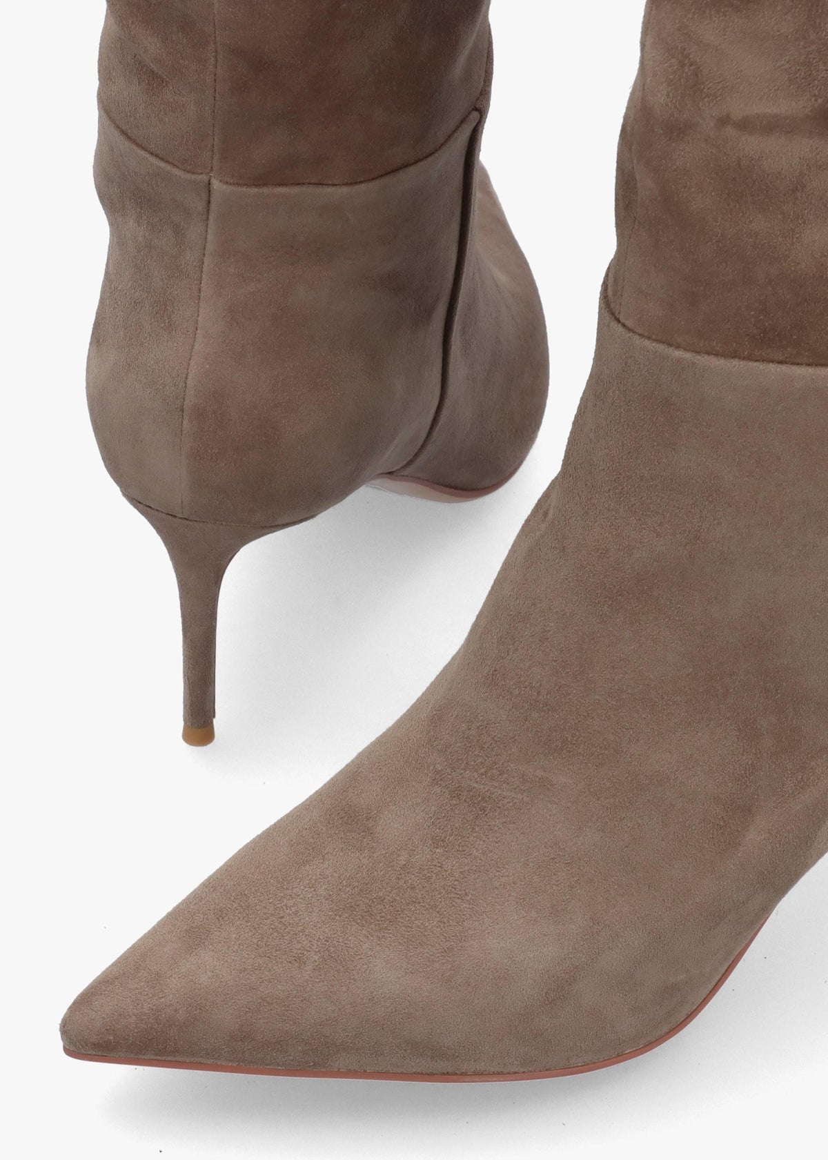 Daniel Suched Taupe Suede Heeled Knee Boots